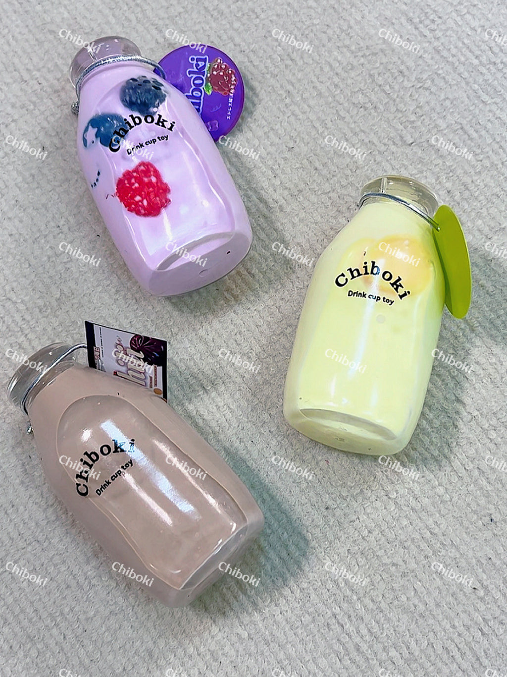 Milk bottle squishy squeezed in hand