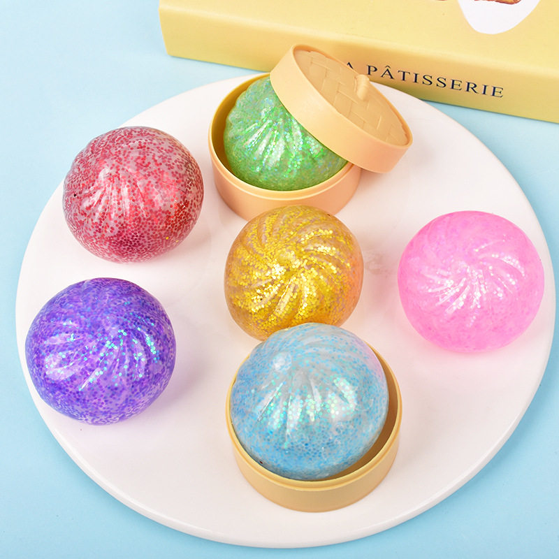 Mochi Bao Sensory Squishies - 5 cm Gold Bead Mix - Pack of 3