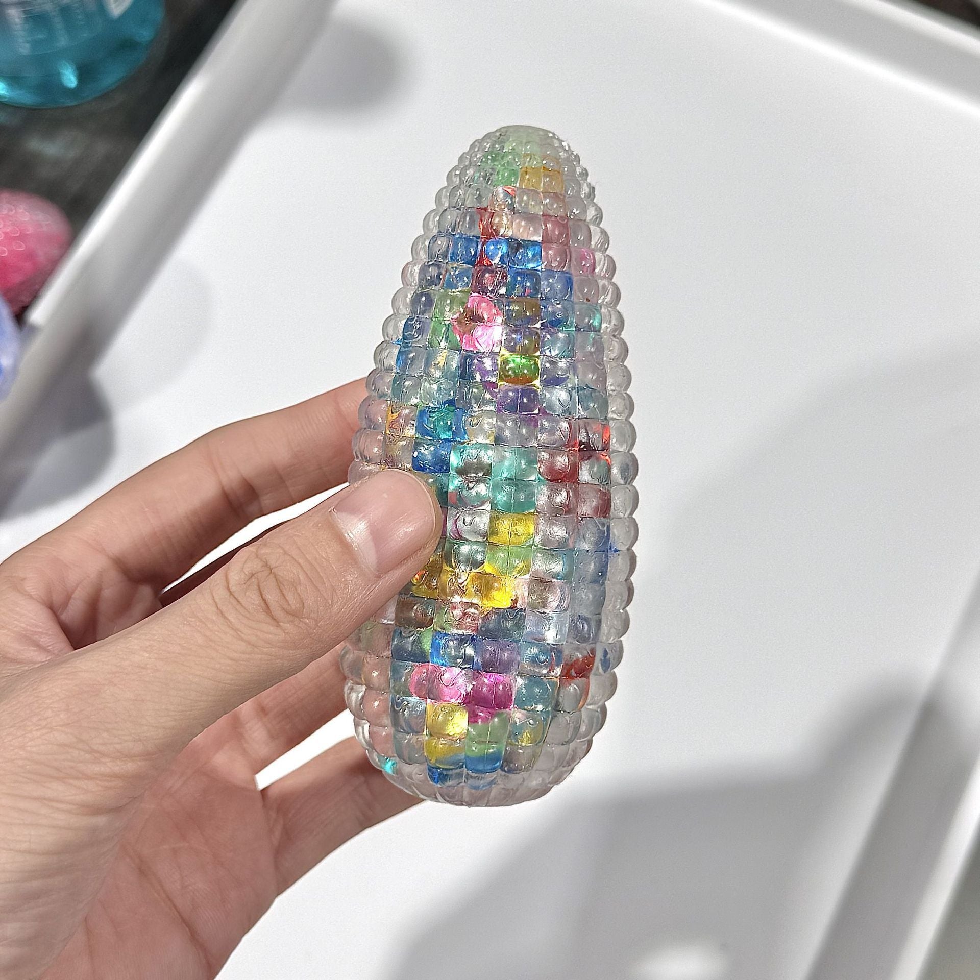 SQ-CORN-RAINBOW Crystal Corn Squishy