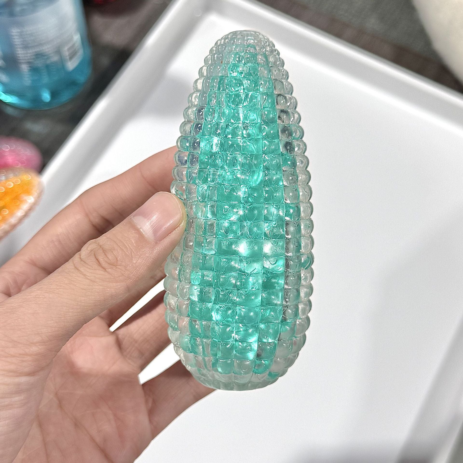 SQ-CORN-GREEN Crystal Corn Squishy