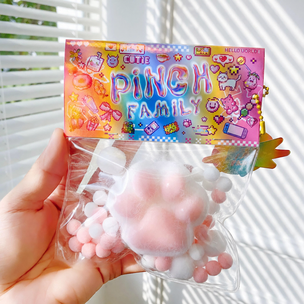 SQ-PAW-FLOCK-WHITE Flocked White Cat Paw